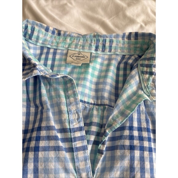 Womens Button-Down Shirt Light Blue & Green Size XL Tall - Picture 3 of 9